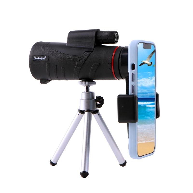 New-40X60 High-Power HD Monocular Telescope with Phone Clip - Crystal-Clear Bak-4 Prism and FMC Lens for Bird Watching, Hunting, Camping, Hiking, and Outdoor Adventures - Durable Plastic Construction and Lightweight Design