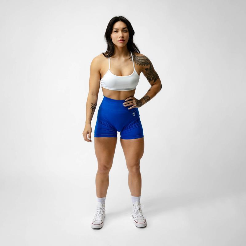 Women's high waist belly suction moisture wicking perspiration breathable, double belt. Squat protective running Yoga fitness body tight seamless high spring sports shorts