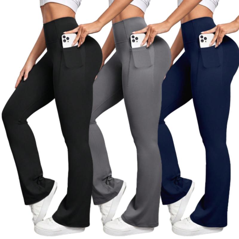 Womens Flare Yoga Pants Bootcut Leggings High Waisted Flares Bottom Workouts Pants with Pockets