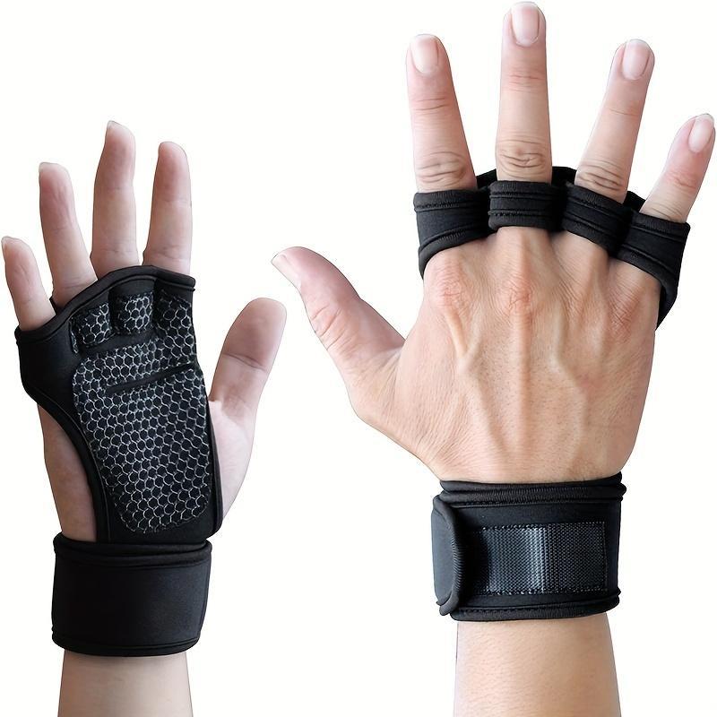 Sports Gloves, 1 Pair Half Finger Gloves, Adjustable Wrist Wraps Breathable Fitness Gloves, Horizontal Bar Training Gloves, Fitness Gloves for Men, Gym Accessories