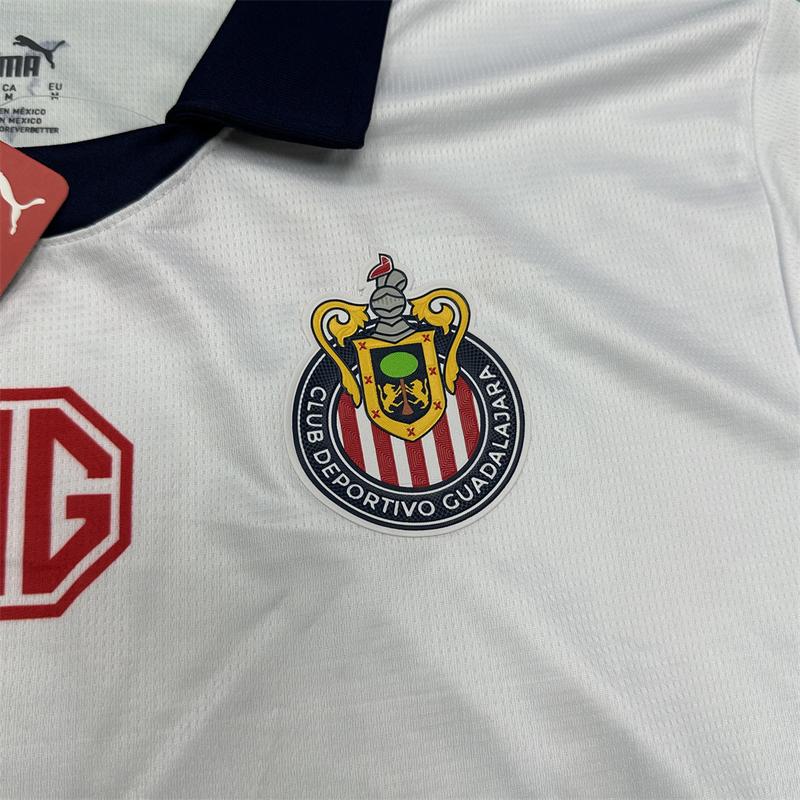 Puma 2425 Chivas Guadalajara Away Jersey Mexico Red and White Stripe Short Sleeve Soccer Jersey LIGAMX