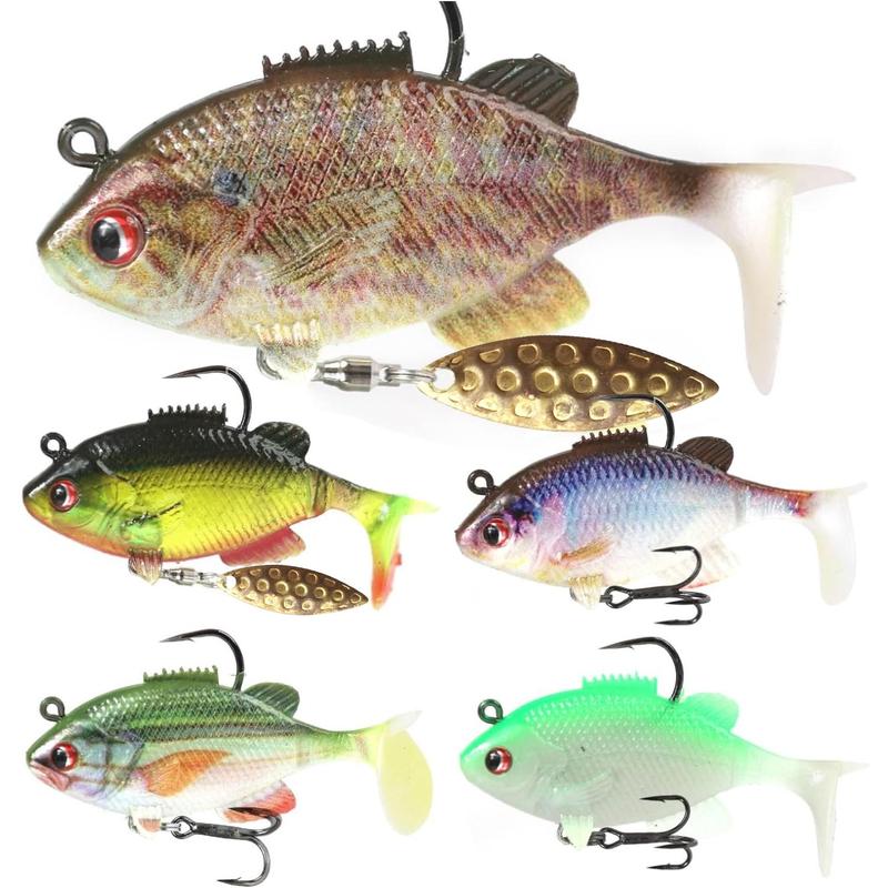 3D Bionic Fish Design Fishing Lure (5 Counts set), Life-like Soft Plastic Fishing Lure with Hook, Fishing Accessories for Bass Fishing, Fishing Equipment