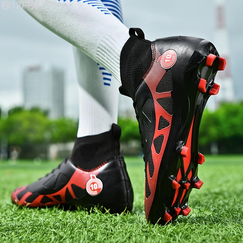 Professional High Top FG Football Boots, Breathable Lace Up Anti-skid Soccer Cleats for Men, Outdoor Summer Rainy Day Training and Competition