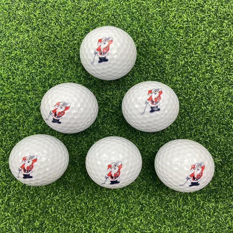 Santa Claus Pattern Golf Ball, 6 Counts set Golf Two-tier Ball, Golf Ball for Outdoor Sports, Golf Accessories for Men & Women