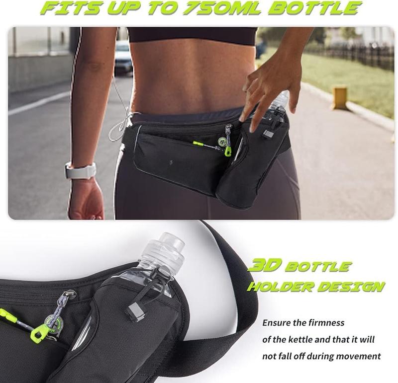 Pack,  Hydration Belt with Water Bottle Holder, Adjustable Fanny Pack for Running, Hiking, Walking, Cycling, Black