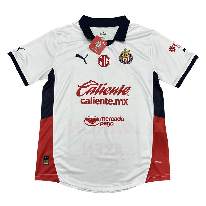 Puma 2425 Chivas Guadalajara Away Jersey Mexico Red and White Stripe Short Sleeve Soccer Jersey LIGAMX