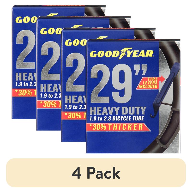 (4 Pack) Goodyear Tires 29 In. X 1.9 In. - 2.3 In. Heavy Duty Bike Tube, Black, Standard Schrader Valve