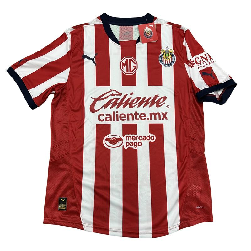 Puma 2425 Chivas Guadalajara Away Jersey Mexico Red and White Stripe Short Sleeve Soccer Jersey LIGAMX