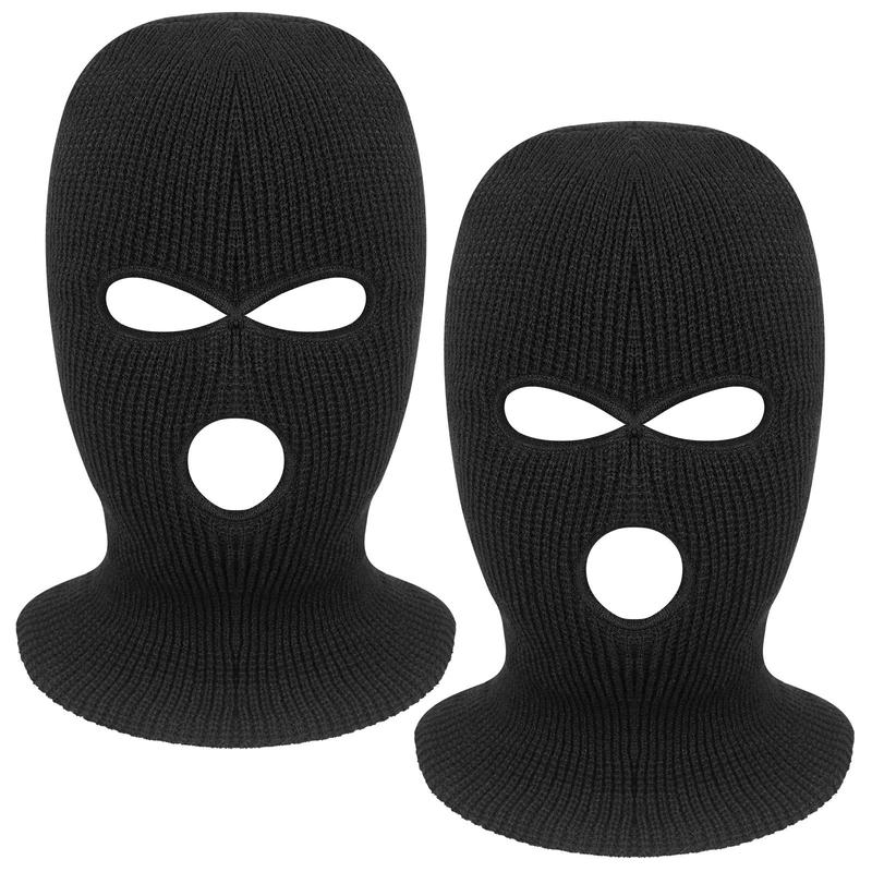 3 Hole Winter Knitted Mask 2 Conts Full Face Cover Ski Scarf Mask Warm Balaclava for Adult Skiing, Motorcycle,Wind Protection