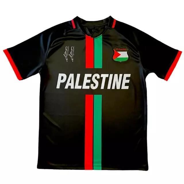 Palestine Black Centre Striped (Red Green English) Football Shirt