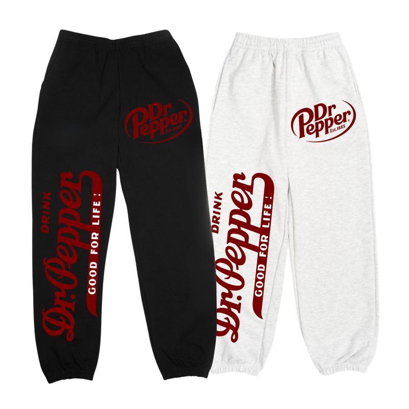 Unisex Y2K Trendy Soda Dr Pepper Sweatpants for Outdoor Activities and Sports, Baggy Pants Suitable for Men Women, Classic Fit All Season Joggers, Idea Gift for Her Him Apparel Womenswear Menswear Graphic, Drink Dr.Pepper Good for Life Pants