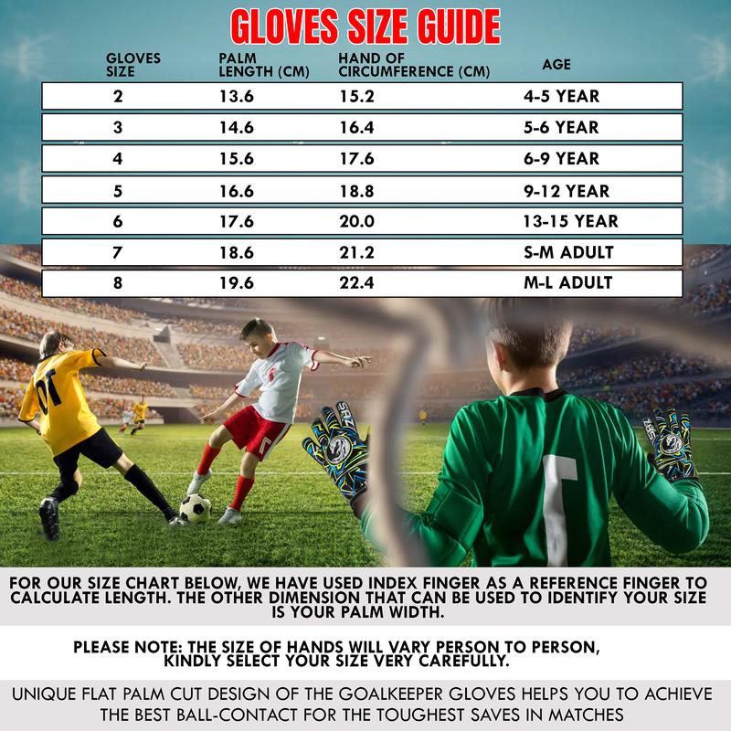 Soccer Goalie Gloves, Football Goalkeeper Gloves for Boys, Kids Children Youth Soccer Goalie Gloves with 4mm Latex Super Grip Palms