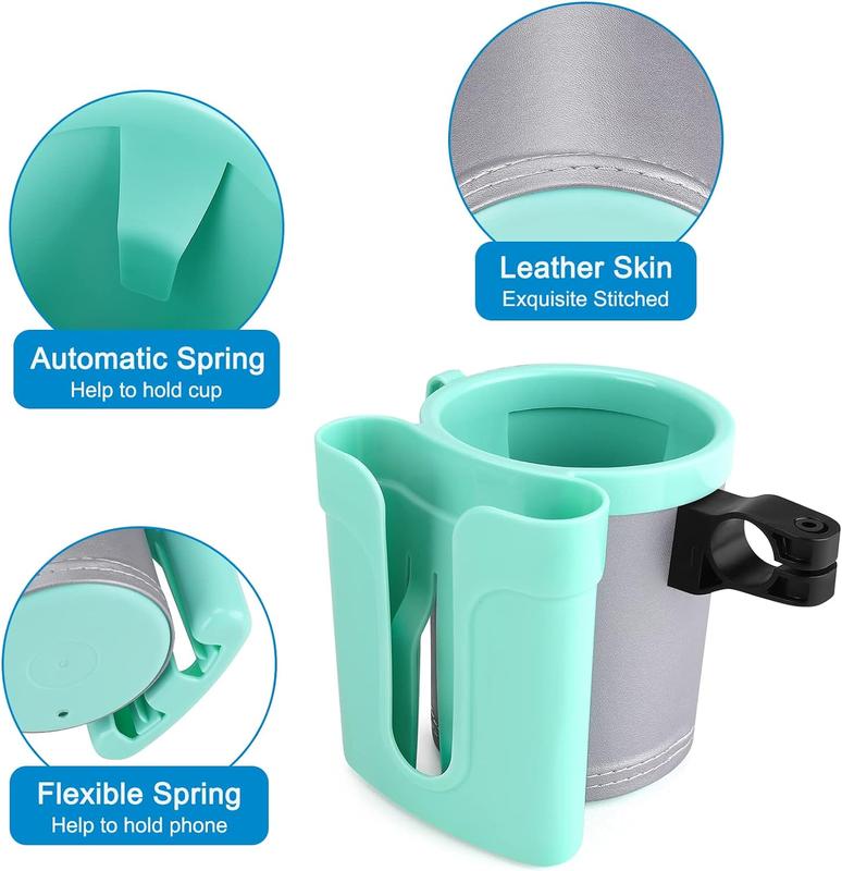 3-in-1 Bike Cup Holder with Phone & Key Storage - Universal Drink Holder for Bicycles, Motorcycles, Scooters in Grey Green