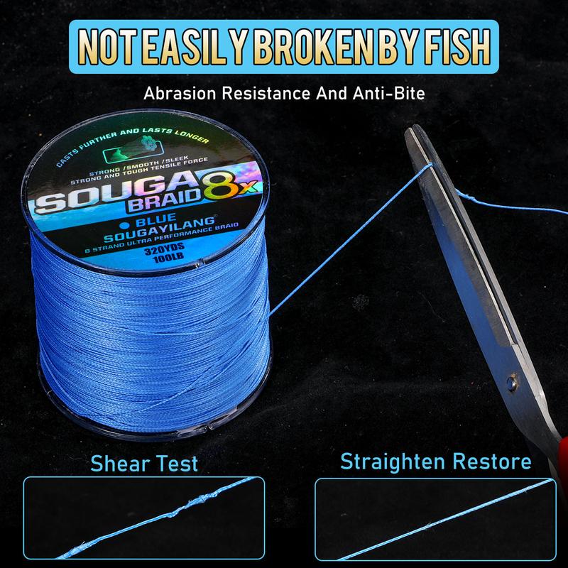 Sougayilang Fishing Line, 320 yards - Abrasion Resistant Braided Lines – Incredible Superline – Zero Stretch – Smaller Diameter – A Must-Have!