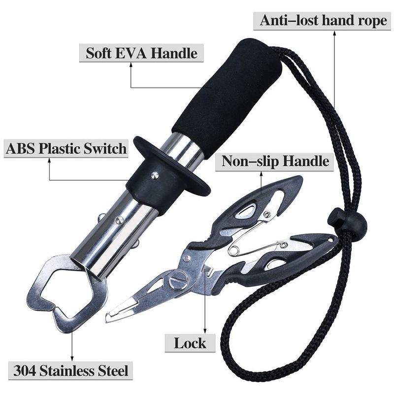 Stainless Steel Fishing Gripper with Storage Bag, Fishing Plier with Lanyard & Bottle Opener, Fishing Tool for Outdoor, Fishing Stuff, Fishing Equipment, Christmas Gift