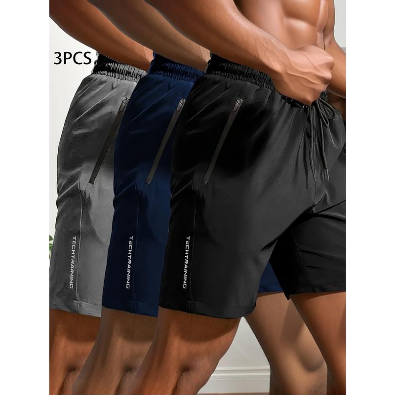 Three Men's Shorts Suit, Suitable for Fitness, Cycling, Outdoor Hiking, Swimming, Comfortable Shorts, Running, Quick Drying, Cool, Breathable, Sweat Absorption, Stretch Shorts