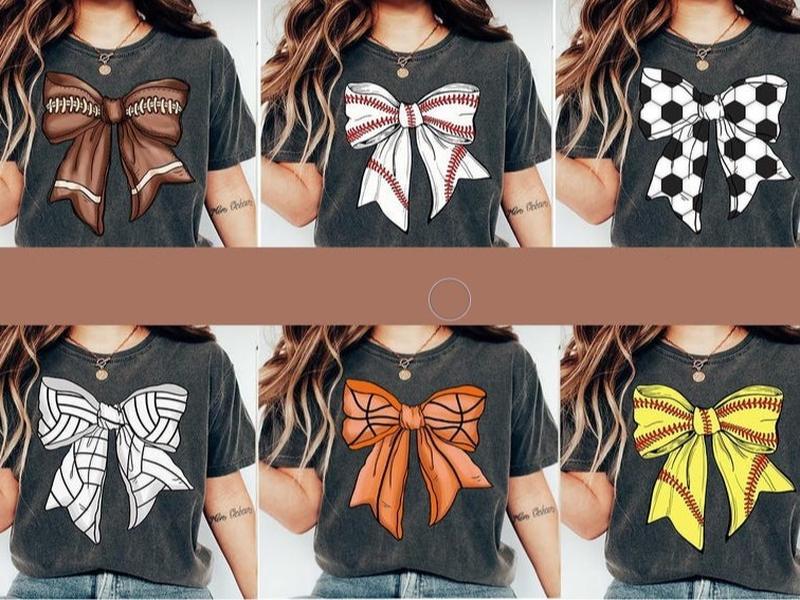 Sports Coquette Bow shirt, Sports shirt Bundle, Football shirt, Volleyball shirt, Baseball shirt, School Team shirt, Coquette shirt, Football Bow shirt, game day shirt, coquette bow shirt