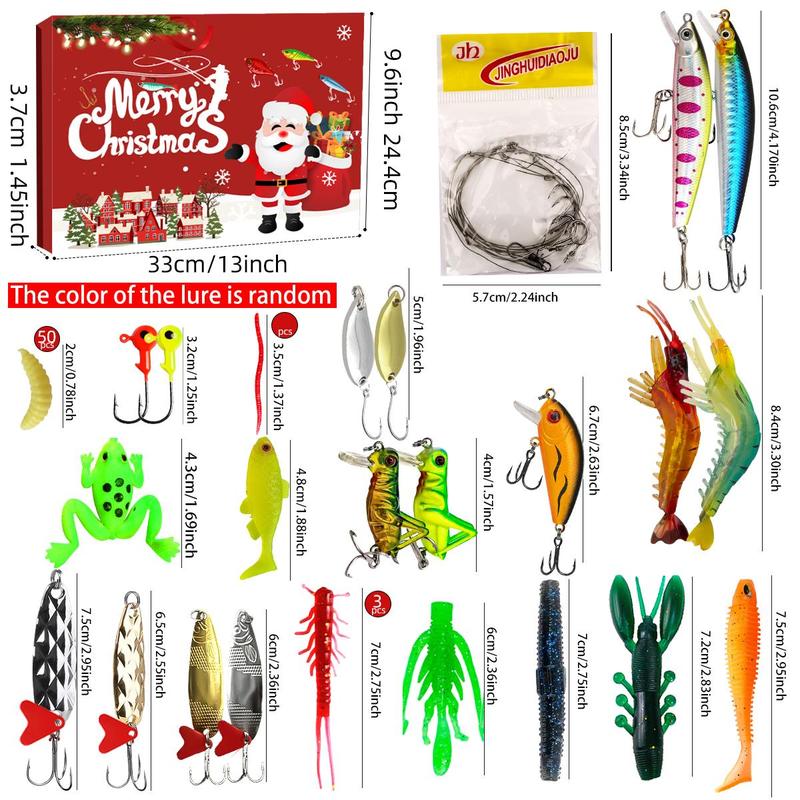 Random Color Fishing Lure Set, 1 Set Fishing Lure Kit with Storage Box, Christmas Flip-Top Mystery Box, Perfect for Anglers & Outdoor Enthusiasts, Christmas Gift