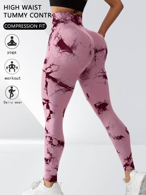 Sporty Women's Tie Dye Print High Waist Sports Leggings, Casual Comfy Breathable Skinny Pants for Yoga Gym Workout Running, Ladies Sportswear for All Seasons