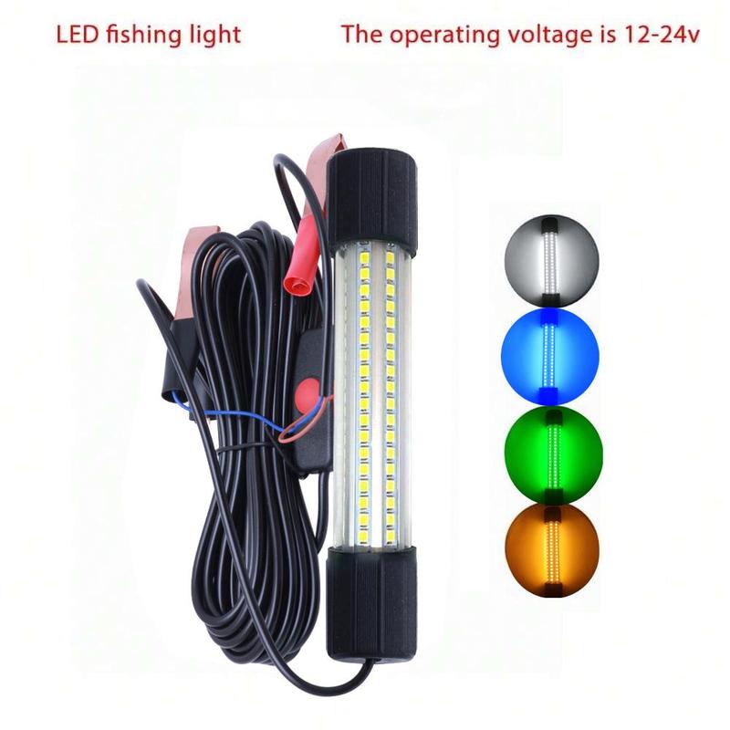 12V-24V LED Fishing Light, 1 Count Underwater Fishing Light, Night Fishing Light, Raft Fishing Light, Fishing Accessories for Outdoor