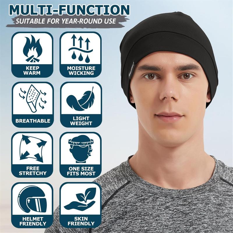 Cotton Skull Caps for Men Women, 4-Pack Modal Beanie Hat for Running Cycling Sleep Cap Chemo Headwear  Liner