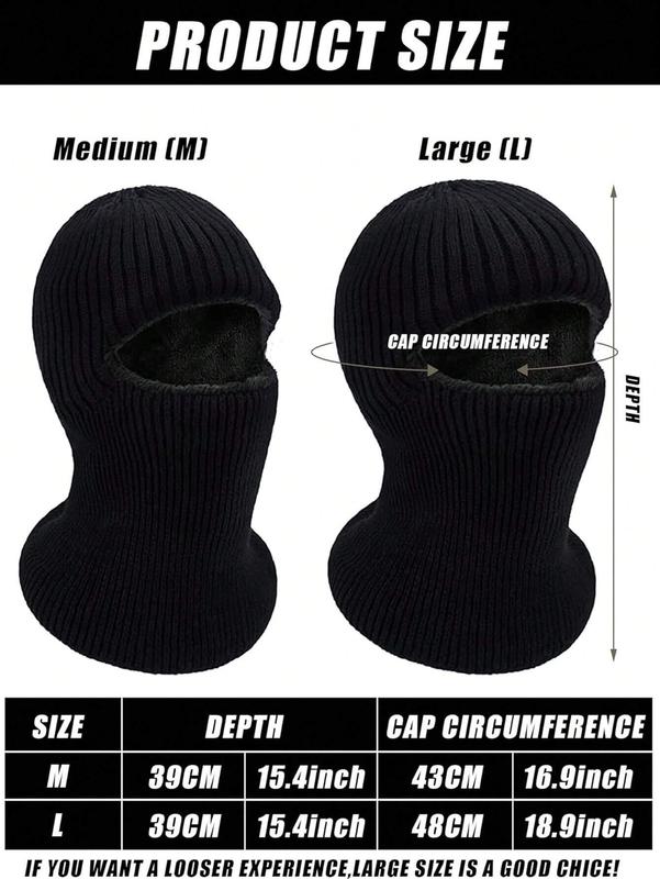 Ski Mask For Men Winter Knitted Full Face Mask And Black Non-Slip Gloves Balaclava Hats 1 Hole Ski Mask Fleece For Men Women Winter Favors