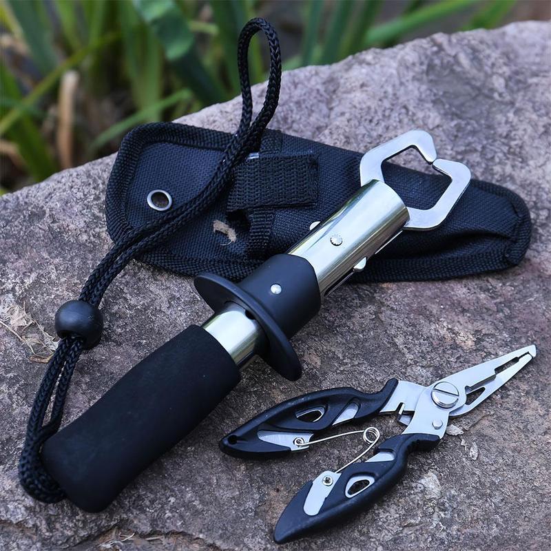 Stainless Steel Fishing Gripper with Storage Bag, Fishing Plier with Lanyard & Bottle Opener, Fishing Tool for Outdoor, Fishing Stuff, Fishing Equipment, Christmas Gift