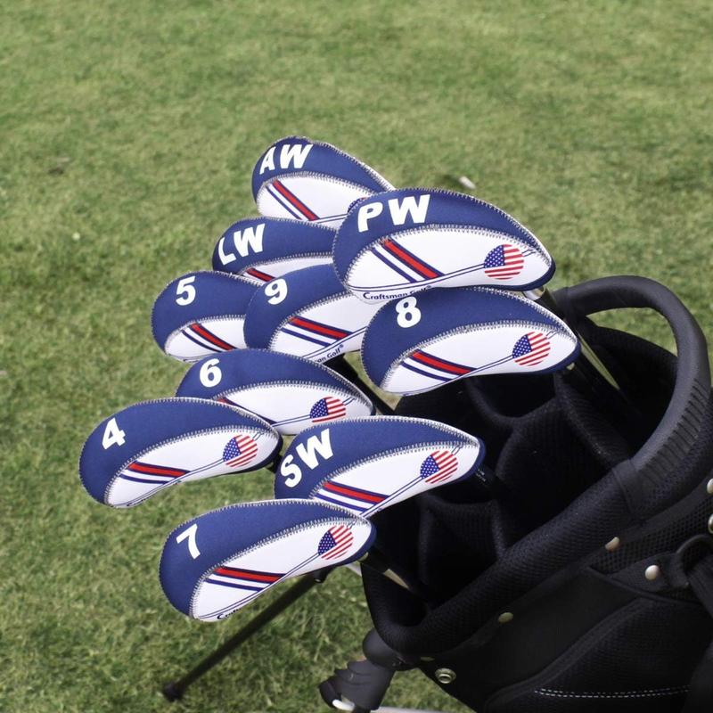 Craftsman Golf US Flag Neoprene Golf Club Head Cover Wedge Iron Protective Headcover for All Brands Golf Club Head Protector Gift for Men Women