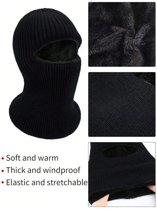 Ski Mask For Men Winter Knitted Full Face Mask And Black Non-Slip Gloves Balaclava Hats 1 Hole Ski Mask Fleece For Men Women Winter Favors