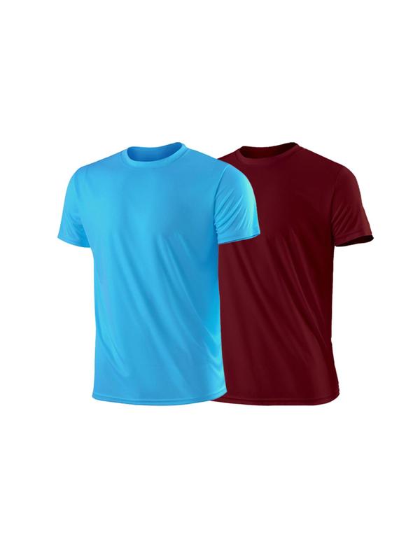 Men's 2pcs Plain Quick Dry Sports Tee, Casual Crew Neck T-Shirt for Outdoor Sports, Men Sport & Outdoor Clothing