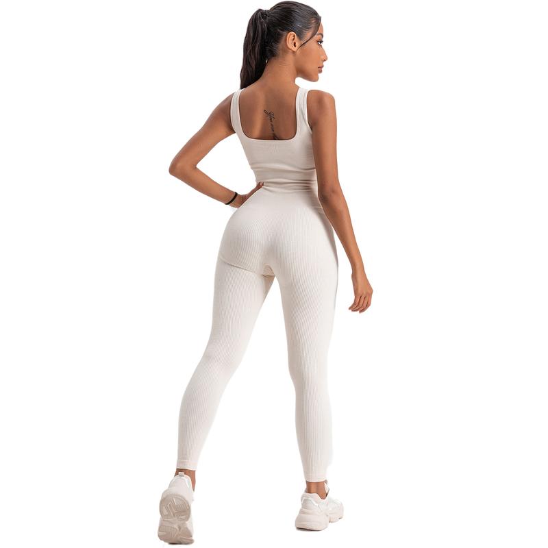 Workout Seamless Jumpsuits Yoga Ribbed One Piece Tank Tops Rompers Sleeveless Exercise Jumpsuits Tracksuit Womenswear Women Overalls Sporty Fashion