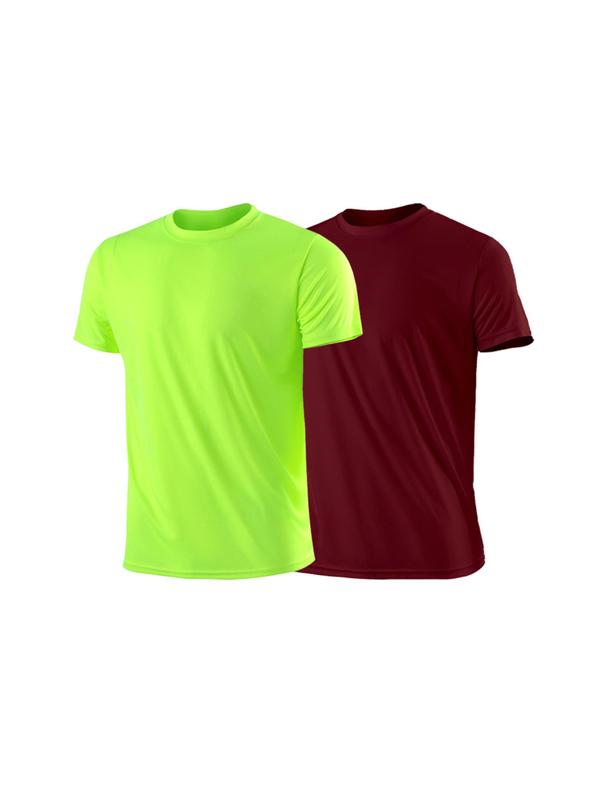 Men's 2pcs Plain Quick Dry Sports Tee, Casual Crew Neck T-Shirt for Outdoor Sports, Men Sport & Outdoor Clothing