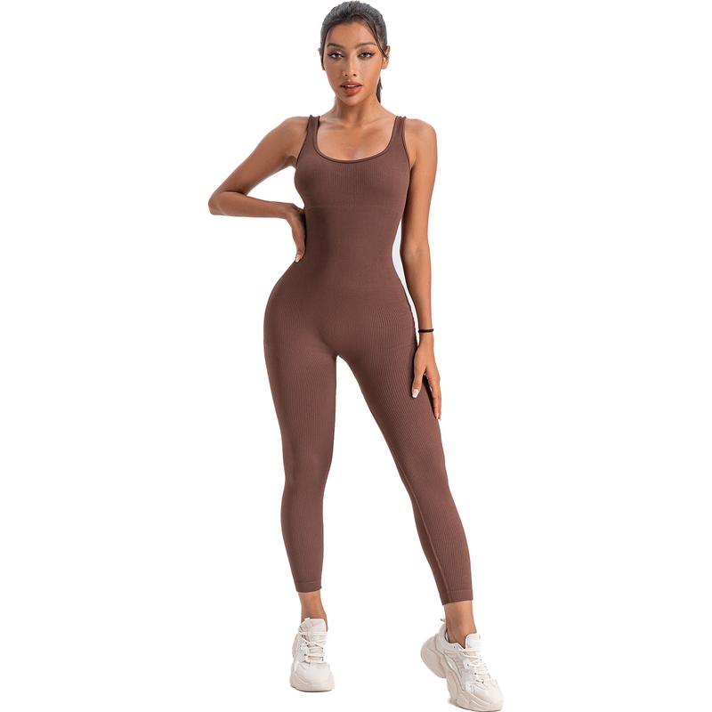 Workout Seamless Jumpsuits Yoga Ribbed One Piece Tank Tops Rompers Sleeveless Exercise Jumpsuits Tracksuit Womenswear Women Overalls Sporty Fashion