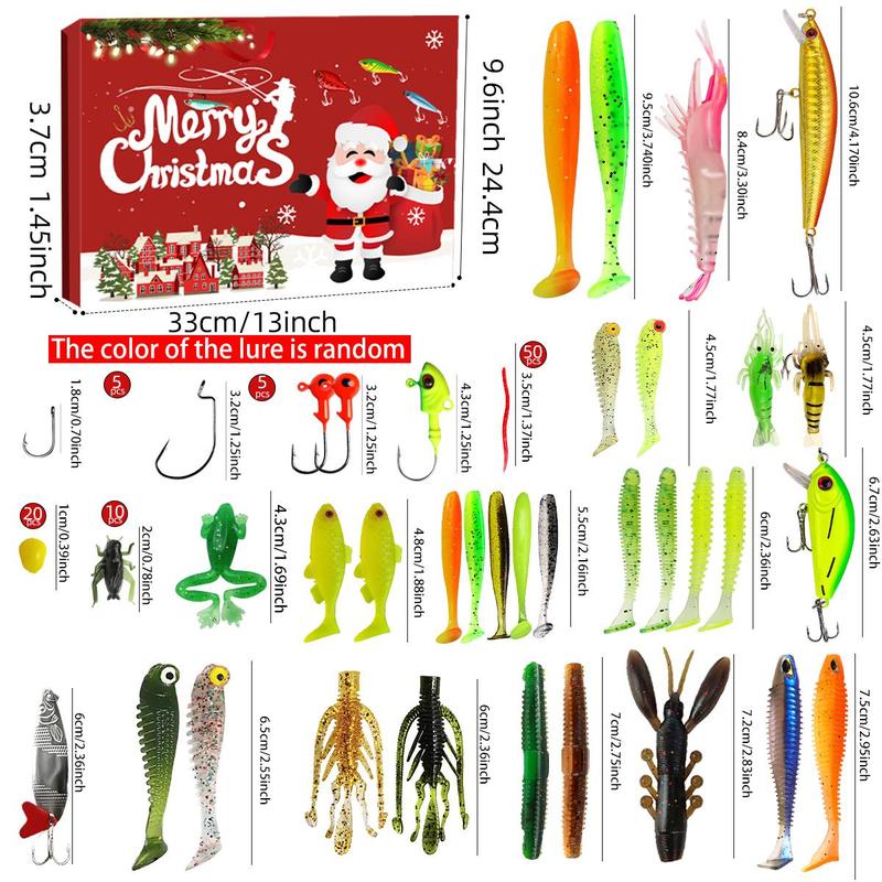 Random Color Fishing Lure Set, 1 Set Fishing Lure Kit with Storage Box, Christmas Flip-Top Mystery Box, Perfect for Anglers & Outdoor Enthusiasts, Christmas Gift