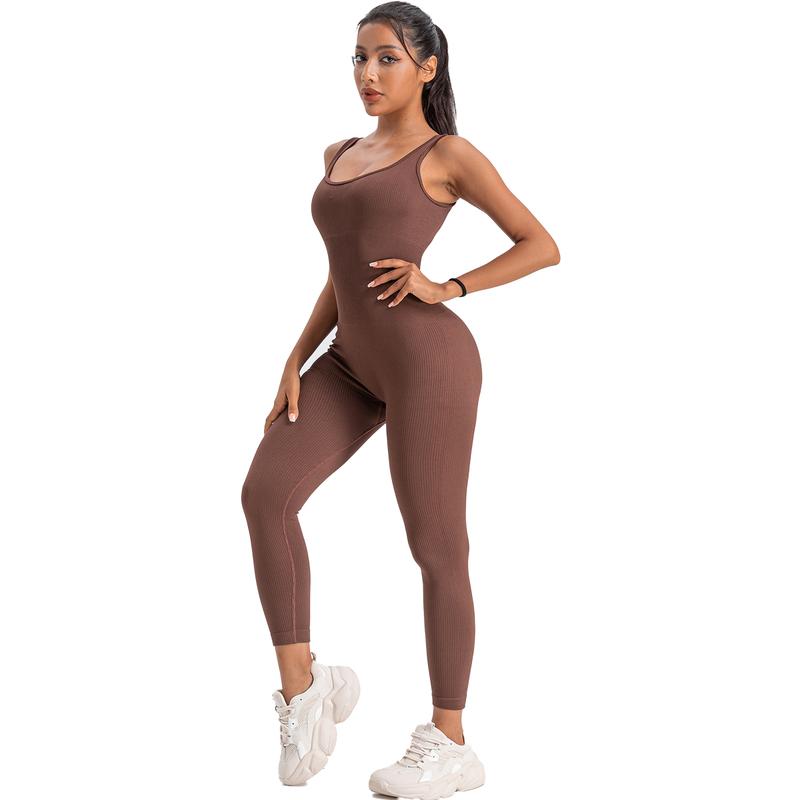 Workout Seamless Jumpsuits Yoga Ribbed One Piece Tank Tops Rompers Sleeveless Exercise Jumpsuits Tracksuit Womenswear Women Overalls Sporty Fashion