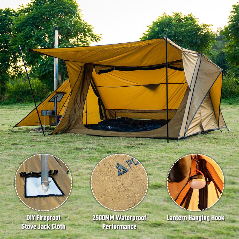 Camping Hot Tent 4 Season Tent, STOVEHUT 70 3.0 Shelter with 2 Tarp Poles and Tent Poles for 1-2 Person Hiking, Backpacking