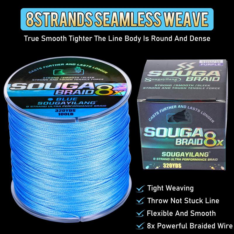 Sougayilang Fishing Line, 320 yards - Abrasion Resistant Braided Lines – Incredible Superline – Zero Stretch – Smaller Diameter – A Must-Have!