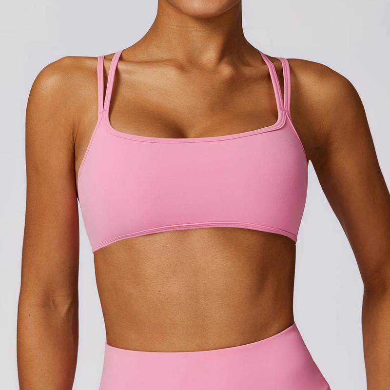 Solid Color Back Cross Straps Women’s Sports Bra