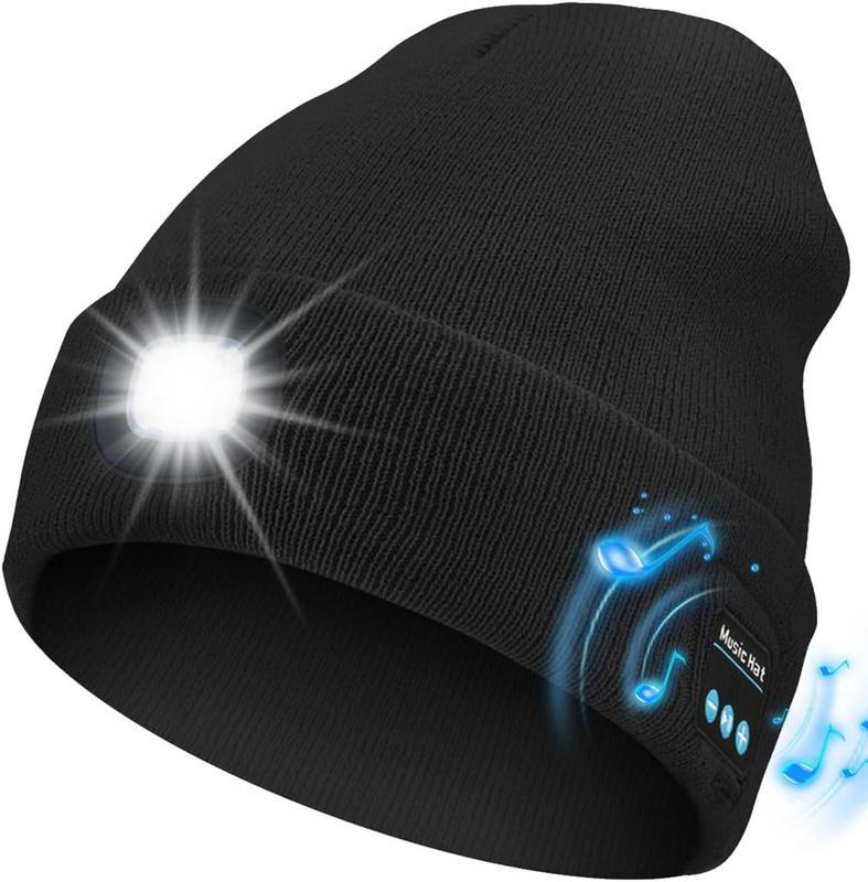 LED Bluetooth Beanie, 6 LED Beanie MusicHat, LED Headlight Headphones, Knit WarmWinter Hat for Nighttime Sport, Outdoor, UnisexChristmas Gift