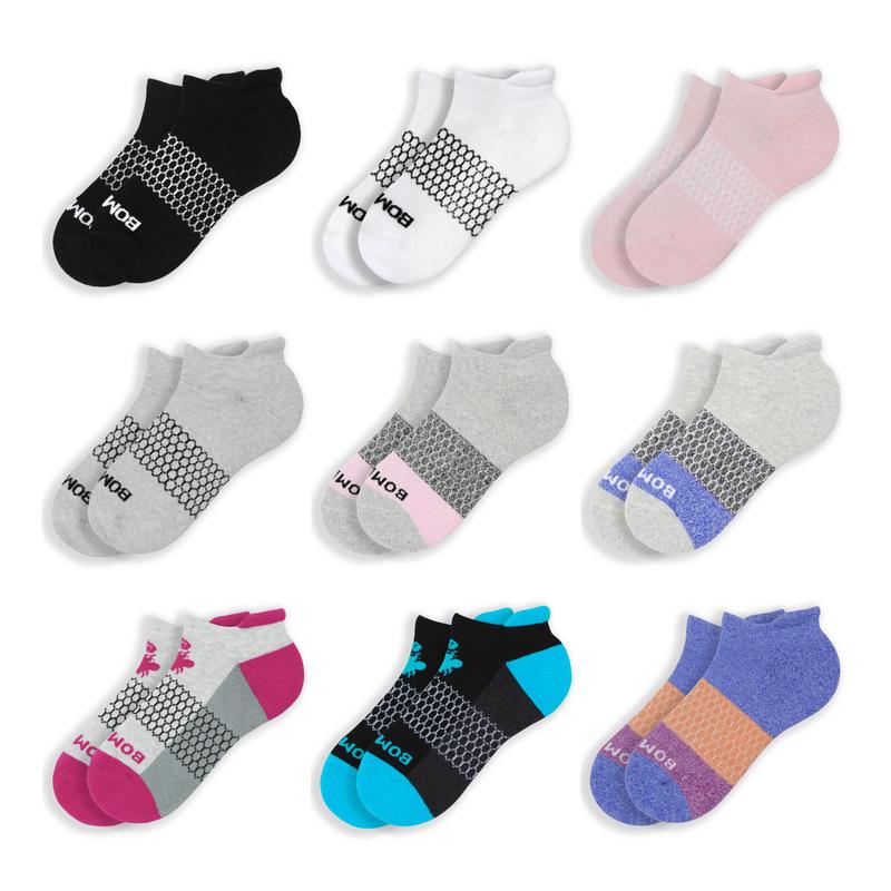 Set of Pack3, Pack5 Bombas Women's Ankle Socks - Full Corlors - Athletic Running Socks, Winter Solid Thick Warm Cushioned No Show for Women