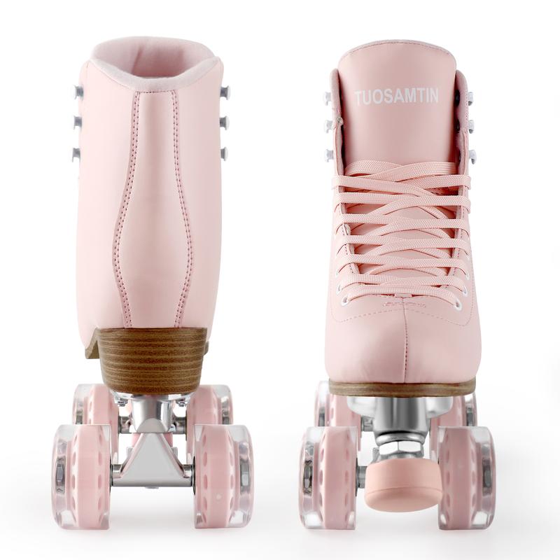 TUOSAMTIN Roller Skates for Women Girls with Height Adjustable Rubber Stoppers Cute Retro Quad Roller Skates for Outdoor and Indoor