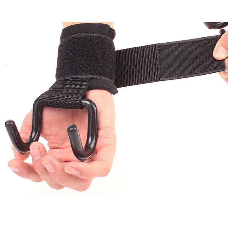 Weight lifting hook grip strength: a pair of -8mm thick filled chloroprene rubber, double stitching, anti slip coating, using high-quality training hook gloves to fix grip strength and achieve goals