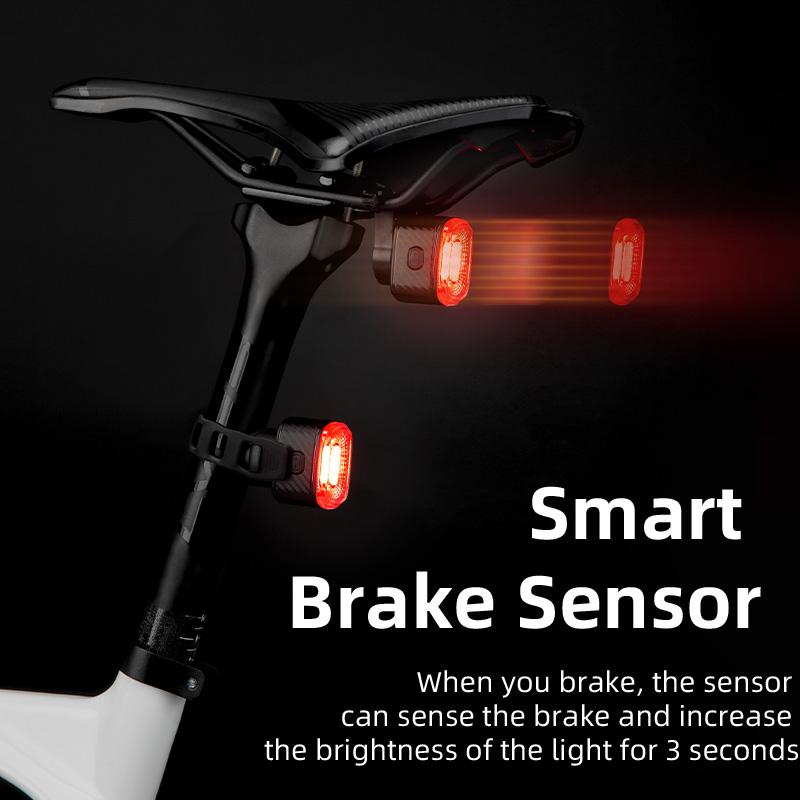 ROCKBROS Bike Tail Light Q4 Smart Brake LED Light Waterproof USB Rechargeable Bicycle Rear Light Ultralight 5 Modes ABS Back Safety Light Bike Accessories