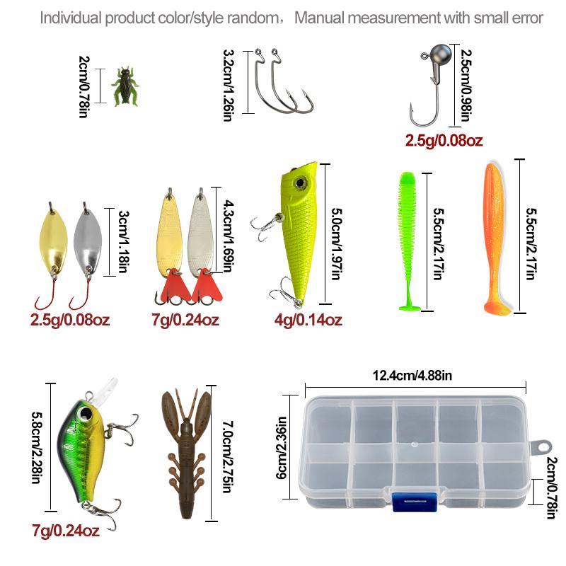 Fishing Lure Set, Fishing Lures with Hooks, Multifunctional Fishing Accessories for Sea Freshwater Lakes Streams, Outdoor Fishing Accessories, Christmas Gift