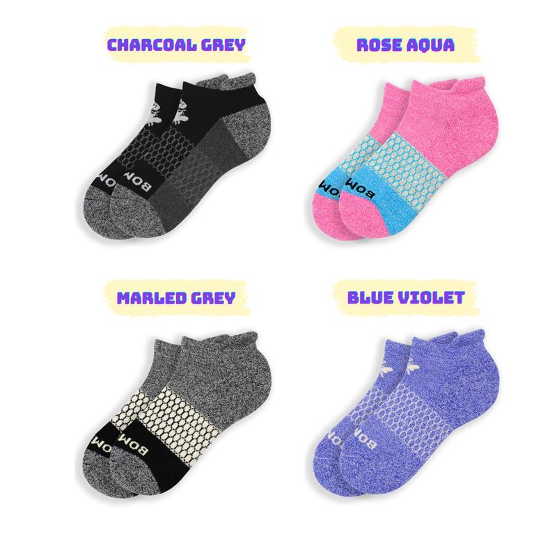 Set of 3 Pairs Bombas Socks | Size S, M, L | Full Color | Ankle - High Knee - Noshow Socks for Unisex | Compression Socks, Running Socks