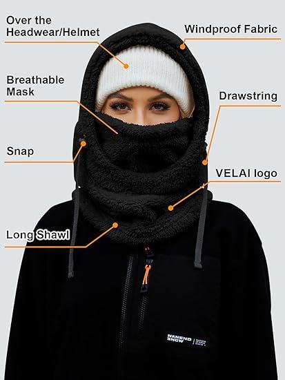 Fleece Ski Mask for Men & Women, Perfect ,Winter Face Masks Windproof Hooded Scarf Neck Warmer |Queen Choice|