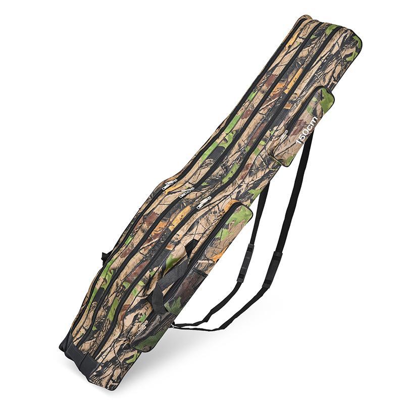 Foldable Fishing Rod Bag, Portable Large Capacity Fishing Rod Storage Bag, Waterproof Camouflage Travel Carry Bag, Fishing Accessories