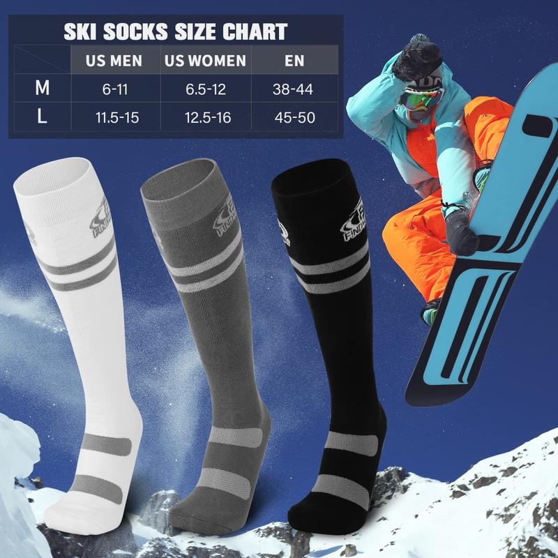 Findway Ski Socks, 2 Pairs Snowboarding and Skiing Socks, OTC Non-Slip Cuff Winter Thermal Warm Socks for Men & Women