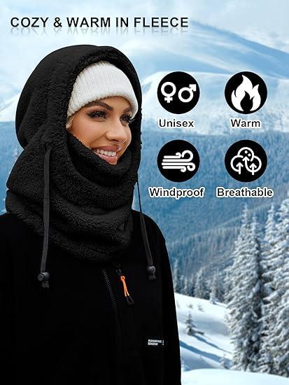 Fleece Ski Mask for Men & Women, Perfect ,Winter Face Masks Windproof Hooded Scarf Neck Warmer |Queen Choice|