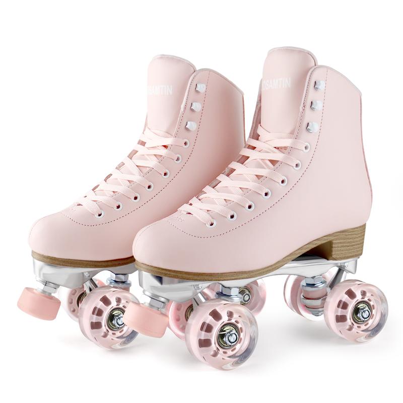 TUOSAMTIN Roller Skates for Women Girls with Height Adjustable Rubber Stoppers Cute Retro Quad Roller Skates for Outdoor and Indoor